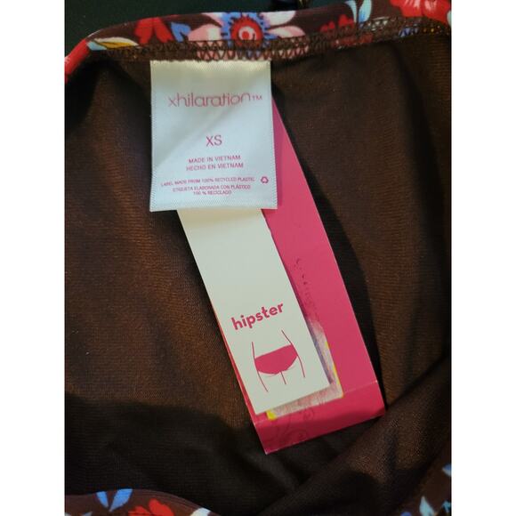 NWT Xhilaration XS hipster brown/red floral bikini bathing suit bottom - Picture 5 of 5